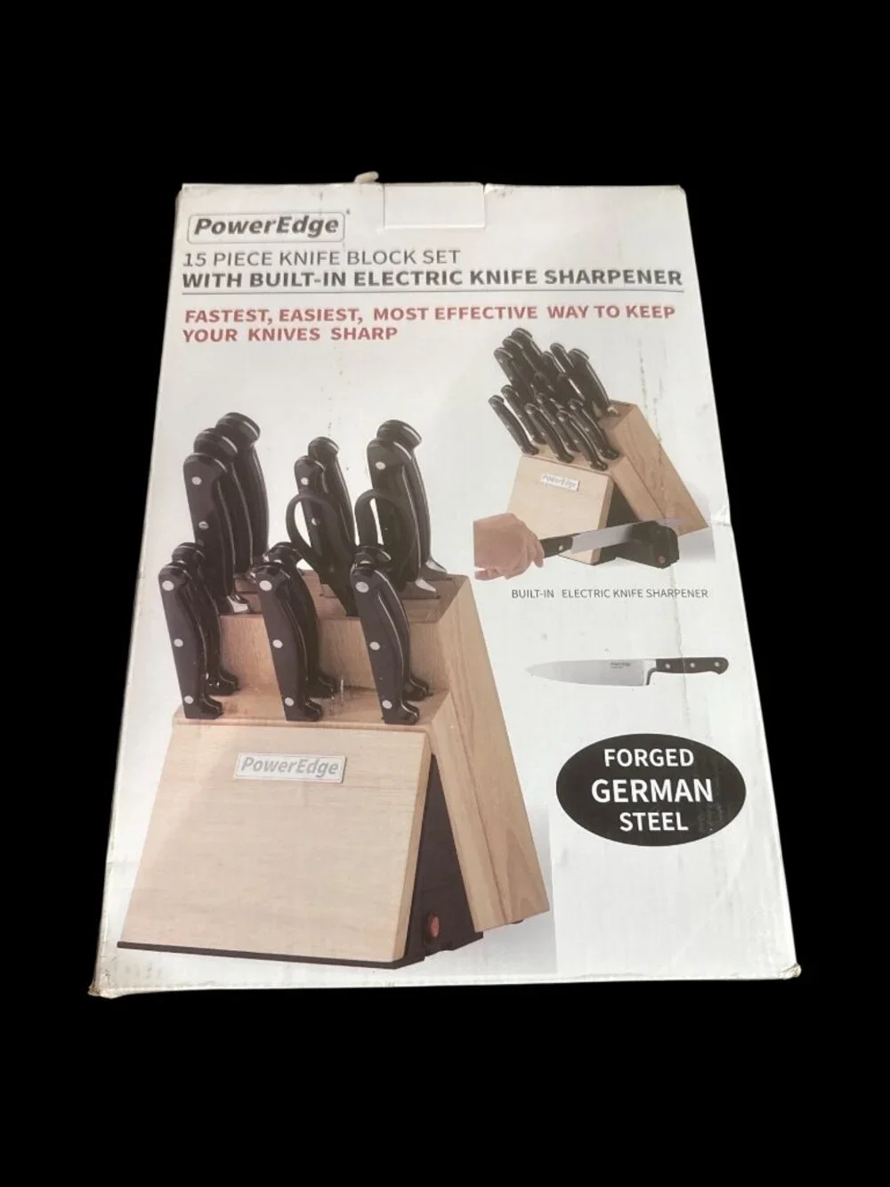 PowerEdge 15-Piece Knife Block Set W/ Built-In Electric Sharpener New in Box